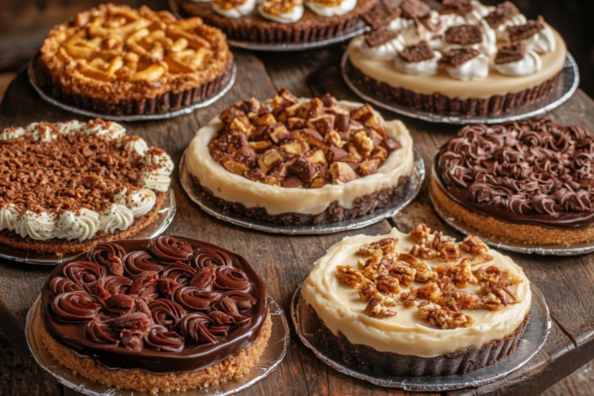 A variety of creative cheesecake crusts including nut-based and pretzel options.