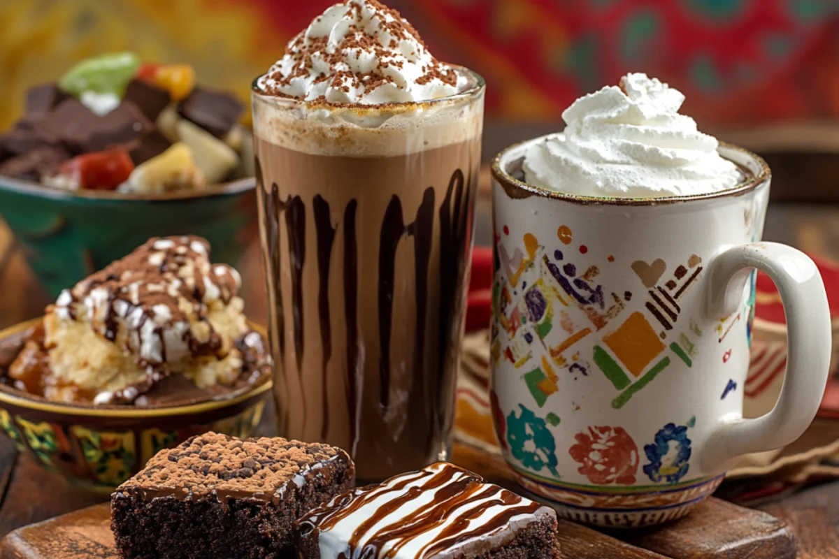 An assortment of creative Abuelita hot chocolate recipes, including brownies, iced hot chocolate, and a Mexican mocha coffee.